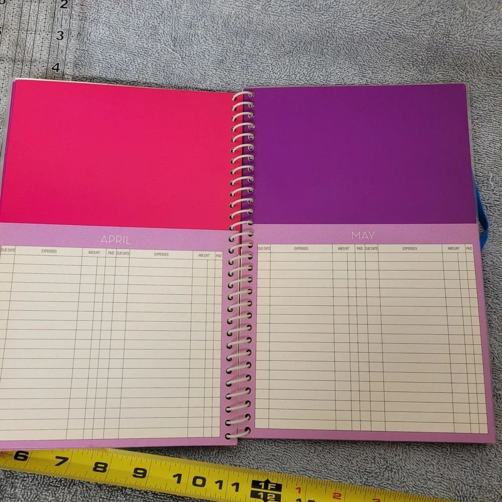 Home Finance & Bill Organizer Spiral Notebook Purple Pink Diamond Geometric